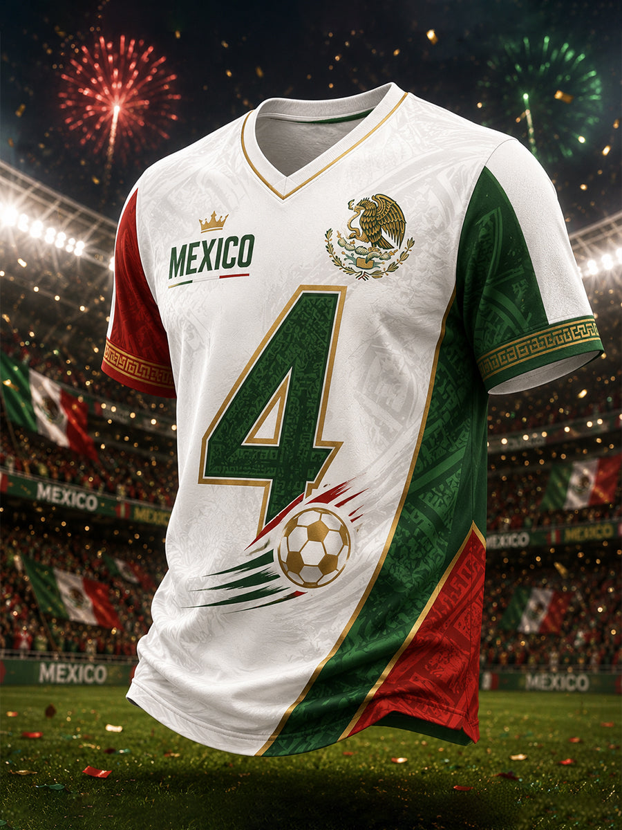 Camiseta con estampado artístico de animación para partidos de fútbol mexicano masculino