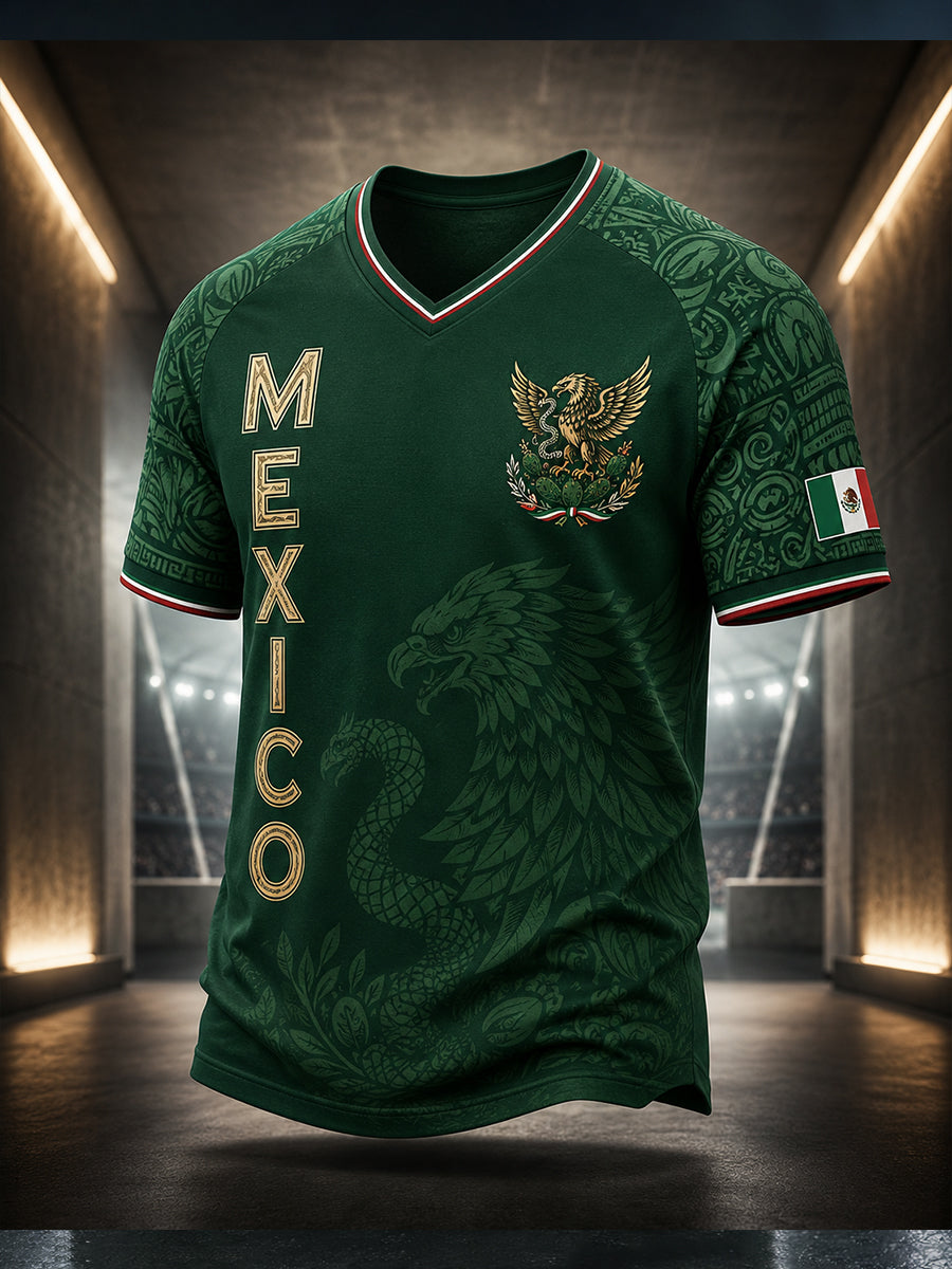 Camiseta con estampado artístico de animación para partidos de fútbol mexicano masculino