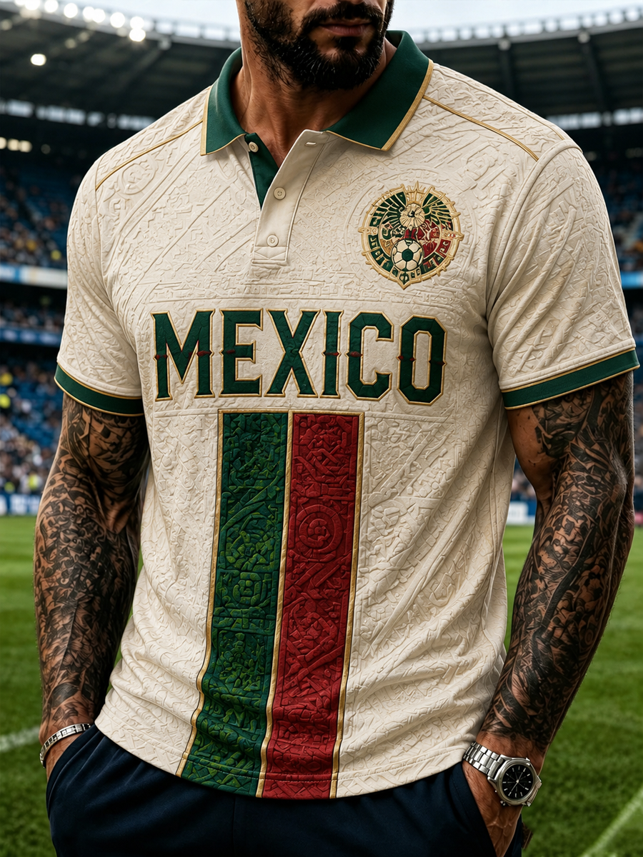 Polo estampado de fútbol de México para hombre