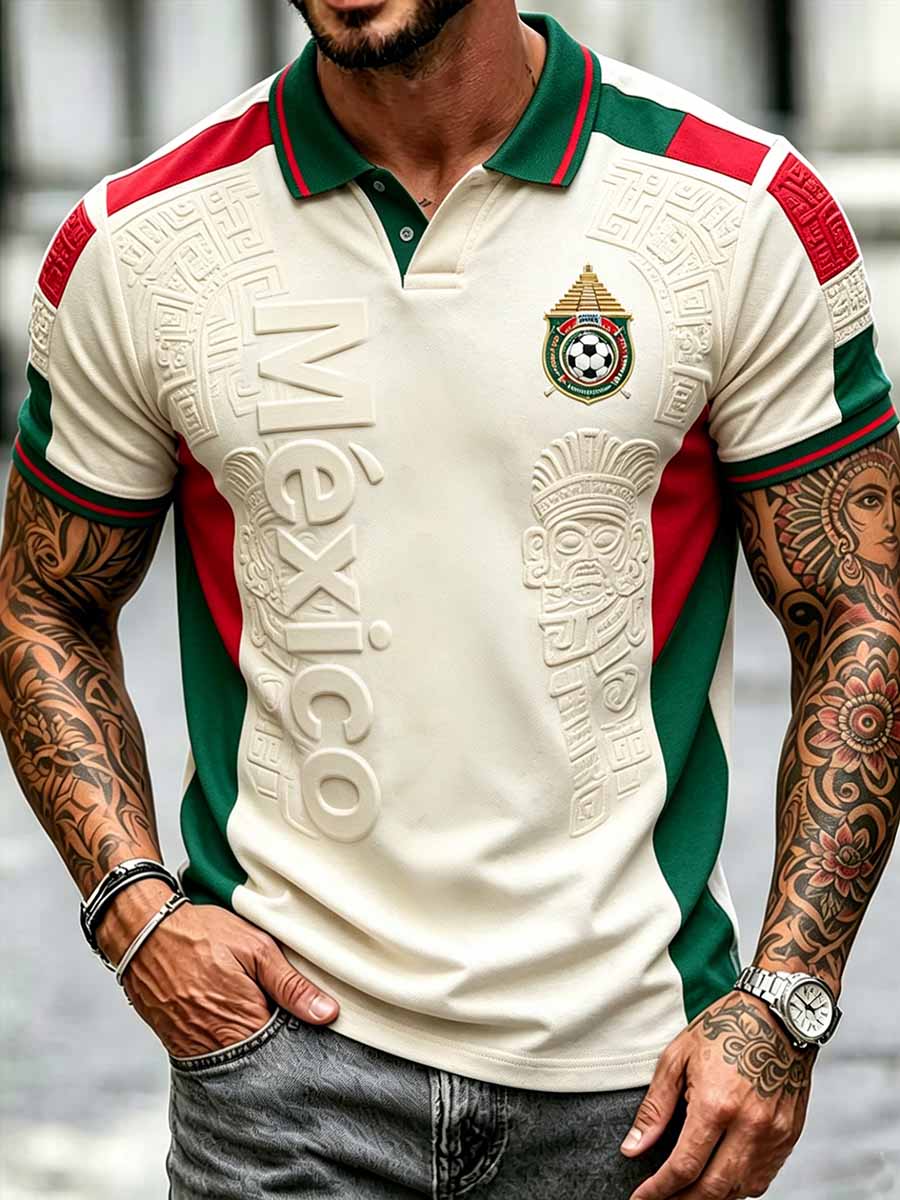 Polo conmemorativo de la impresión del fútbol mexicano de los hombres