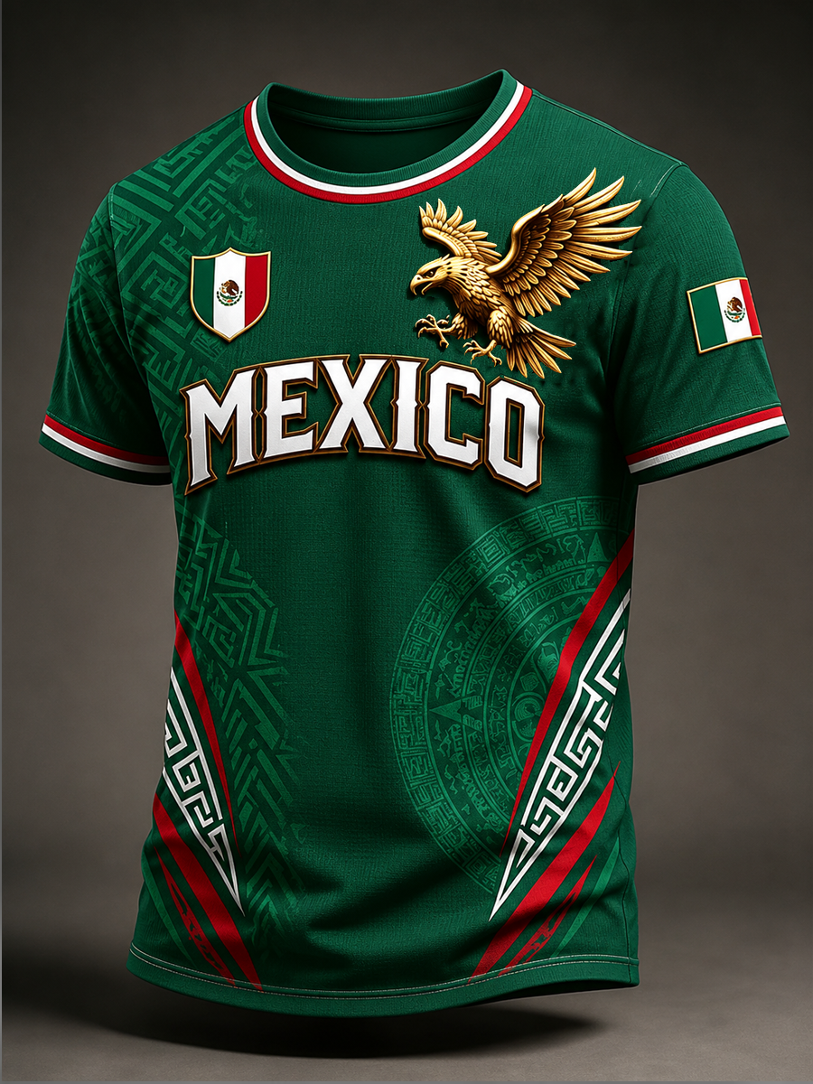 Camiseta manga corta México Pride Art Printed para hombre
