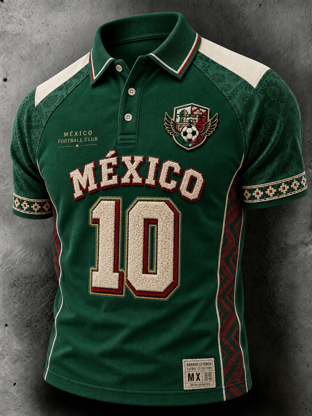 Camisa polo mexicana de la impresión del arte del fútbol de los hombres