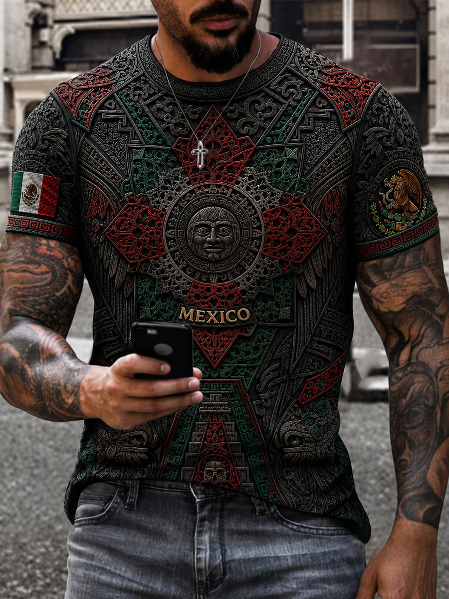 Camiseta estampada con arte de papel picado para amantes del fútbol mexicano, diseño masculino