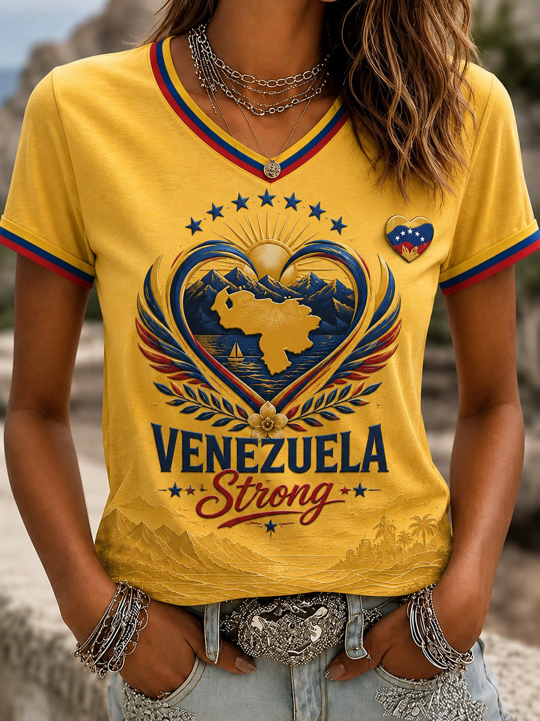 Camiseta estampada Venezuela Strong de mujer