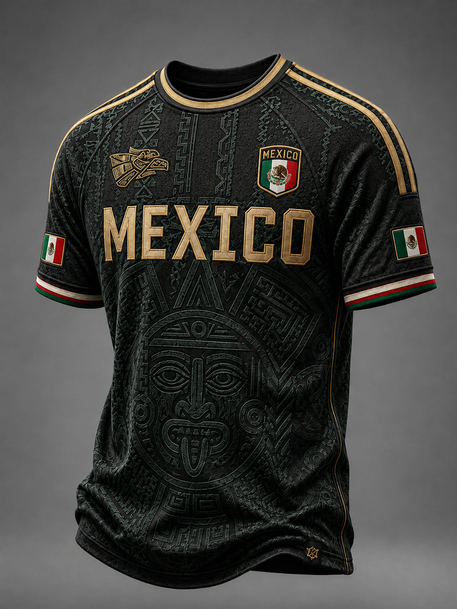 Camiseta de manga corta con cuello redondo México Football Lover Art para hombre