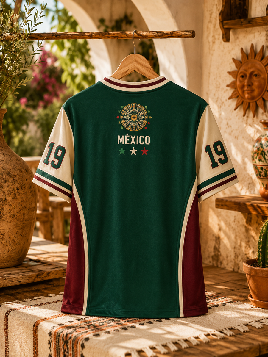 Camiseta de hombre con estampado del orgullo mexicano y cuello en V