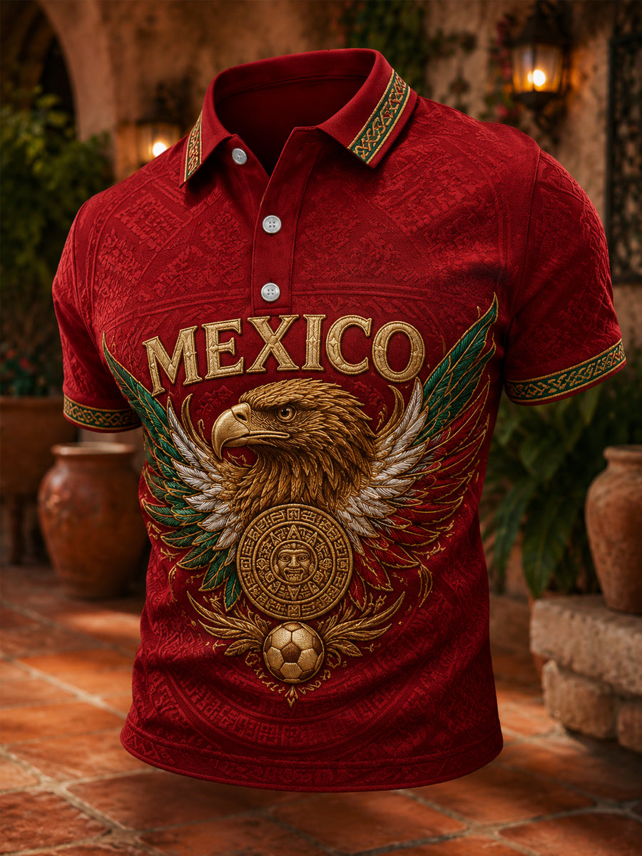Polo casual con estampado de México para hombre