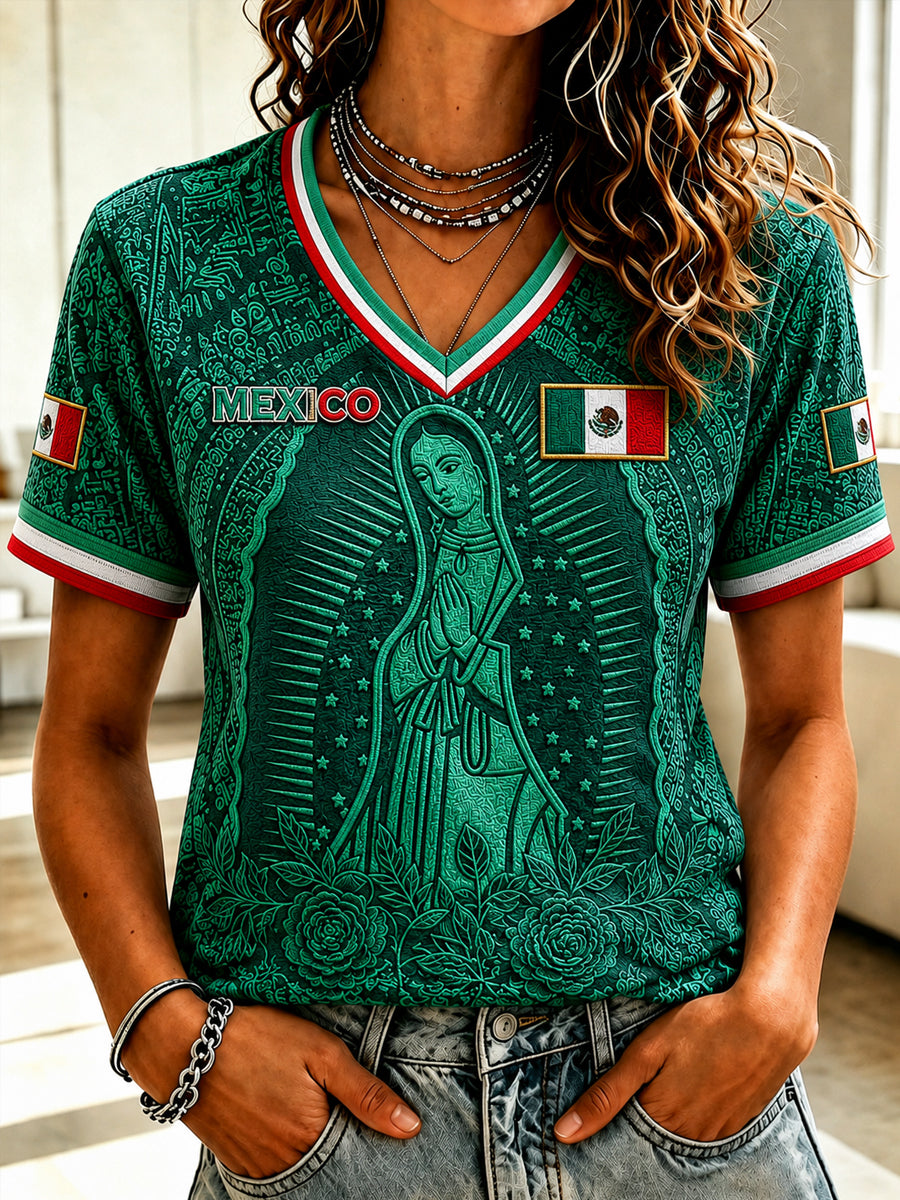 Camiseta manga corta México Football Lover Art para mujer