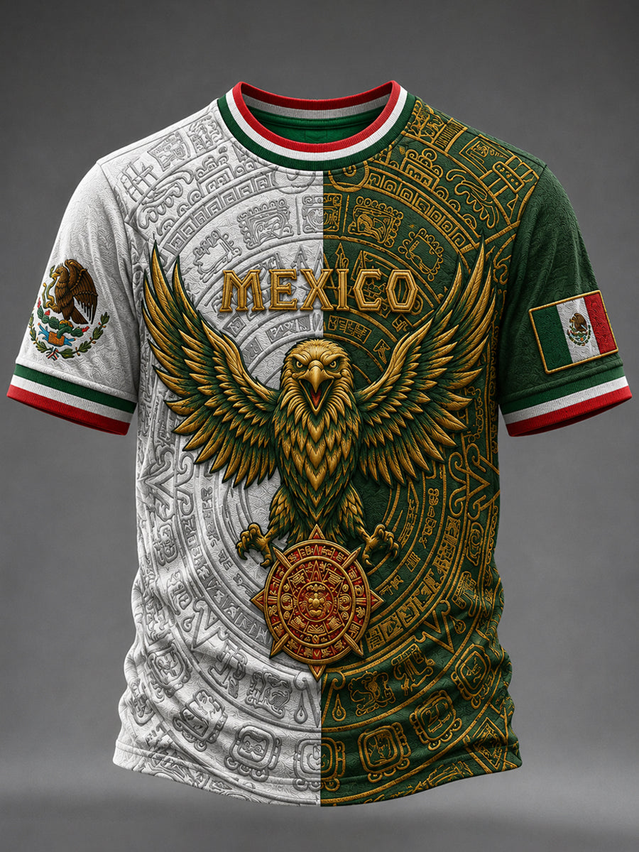 Camiseta de manga corta con cuello redondo para hombres, diseño de amante del fútbol mexicano