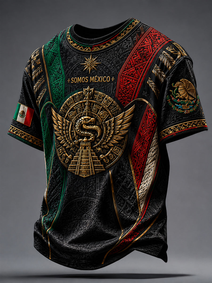 Camiseta estampada con arte de papel picado para amantes del fútbol mexicano, diseño masculino