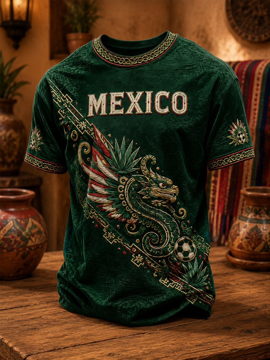Camiseta casual con estampado de México para hombre