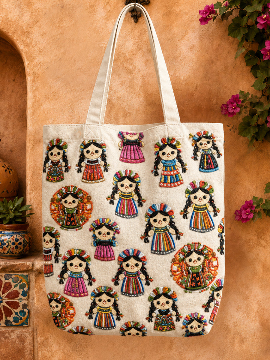 México Guelaguetza Lele muñeca arte impreso bolsa de lona