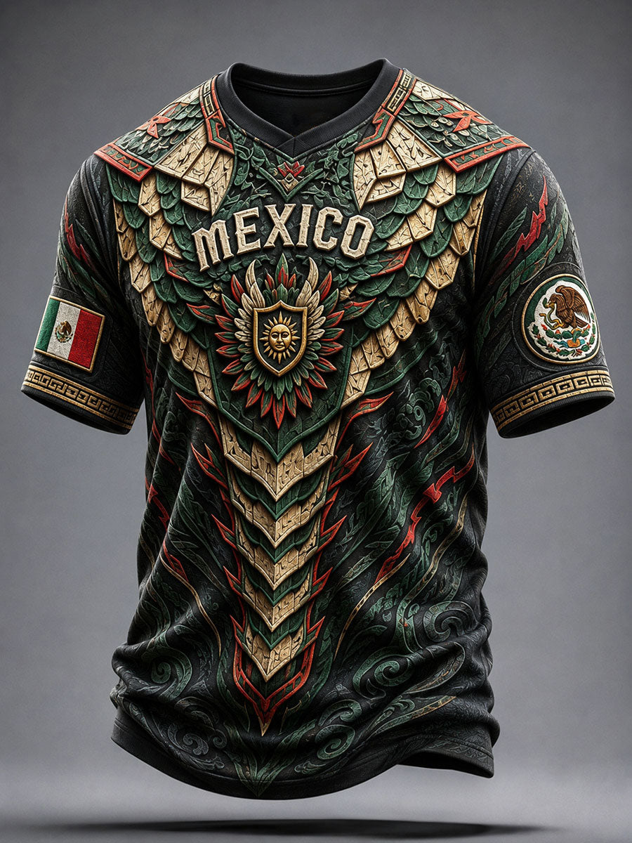 Camiseta estampada con arte alebrije para amantes del fútbol mexicano, diseño masculino