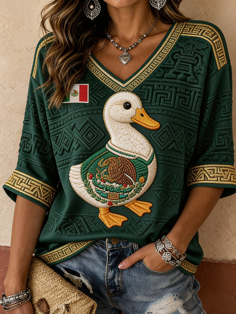 Camiseta informal con estampado para aficionadas al fútbol mexicano