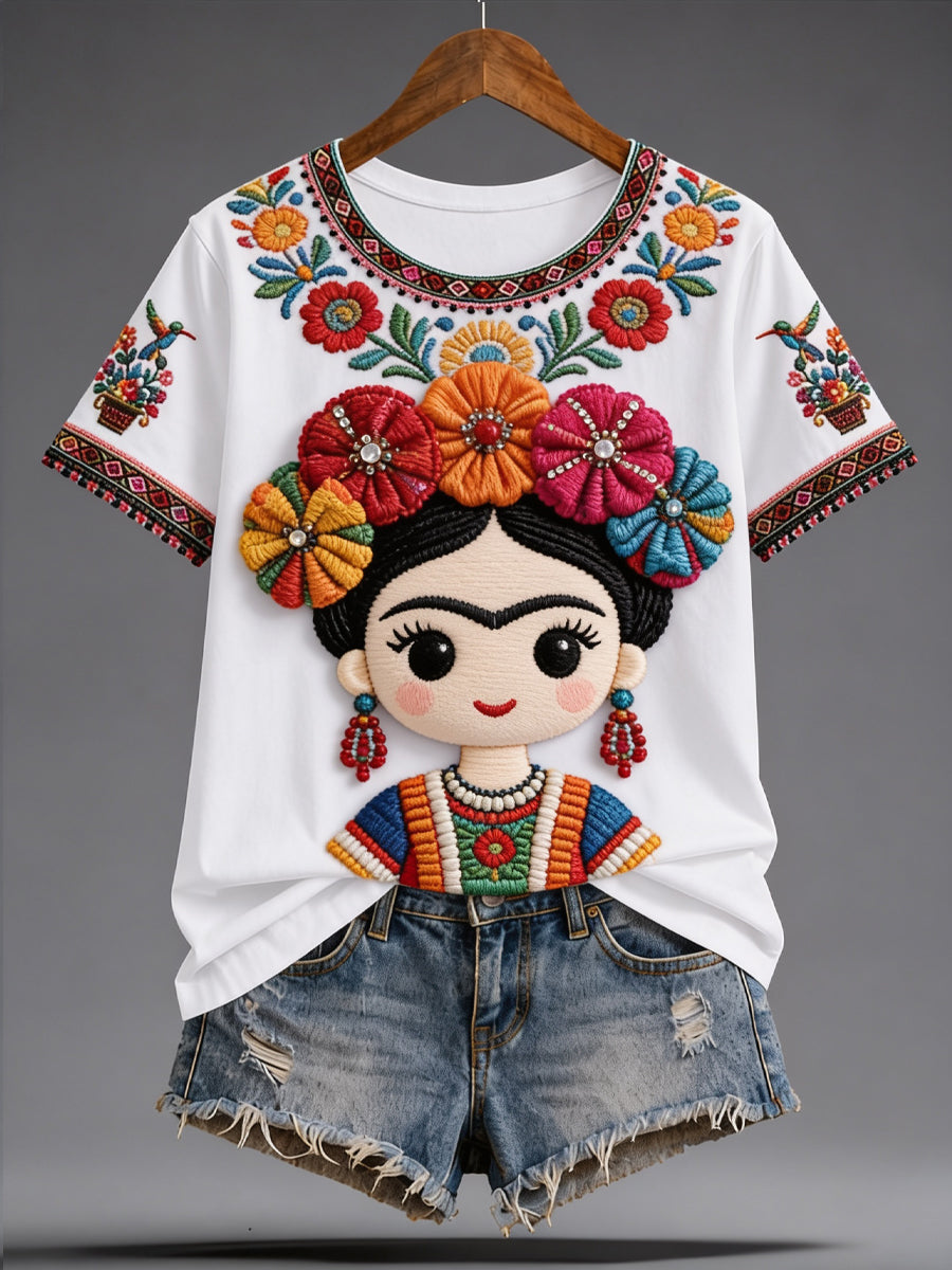 Camiseta informal estampada del Festival Guelaguetza femenino