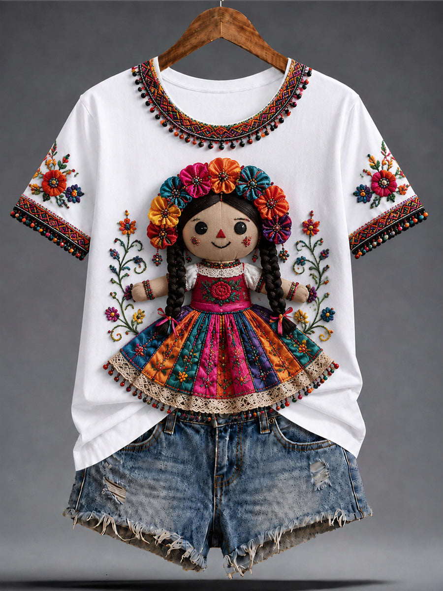 Camiseta casual con estampado de festival Guelaguetza para mujer