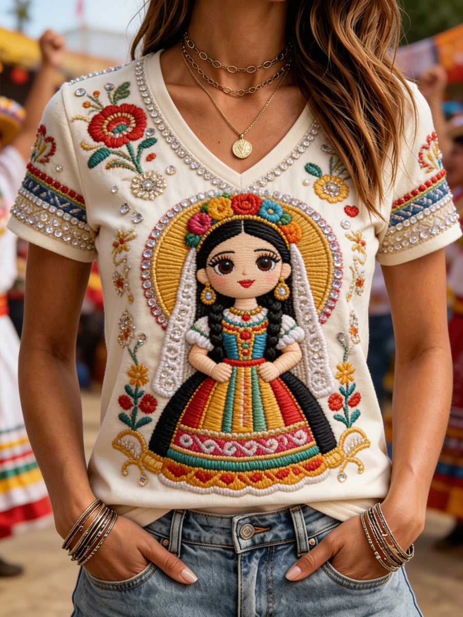 Camiseta informal estampada del Festival Guelaguetza femenino