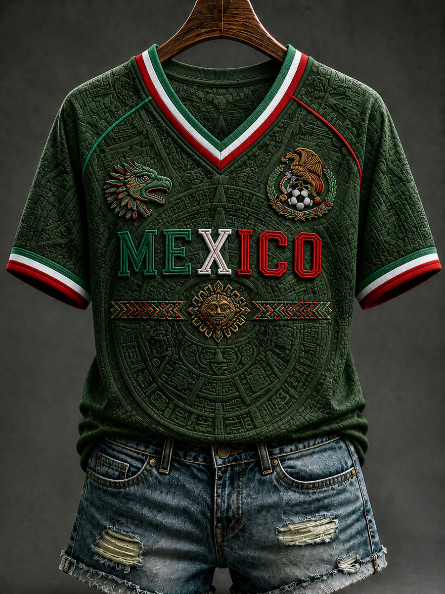 Camiseta informal con estampado para aficionadas al fútbol mexicano