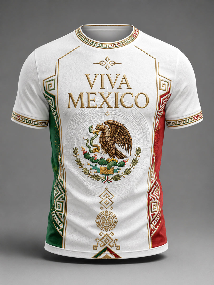 Viva Mexico Mexican Pride Impreso Casual Tee de los hombres