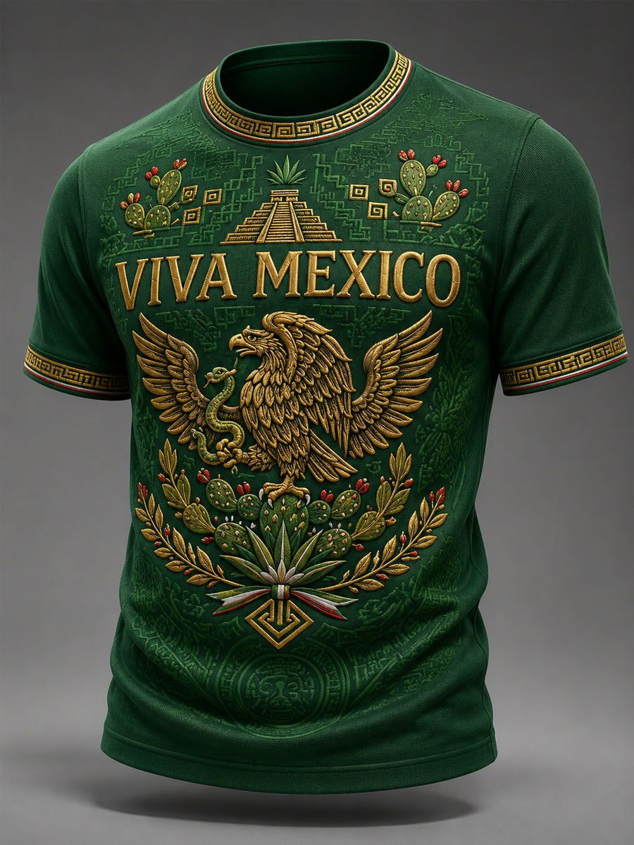 Camiseta casual estampada con orgullo mexicano para hombre
