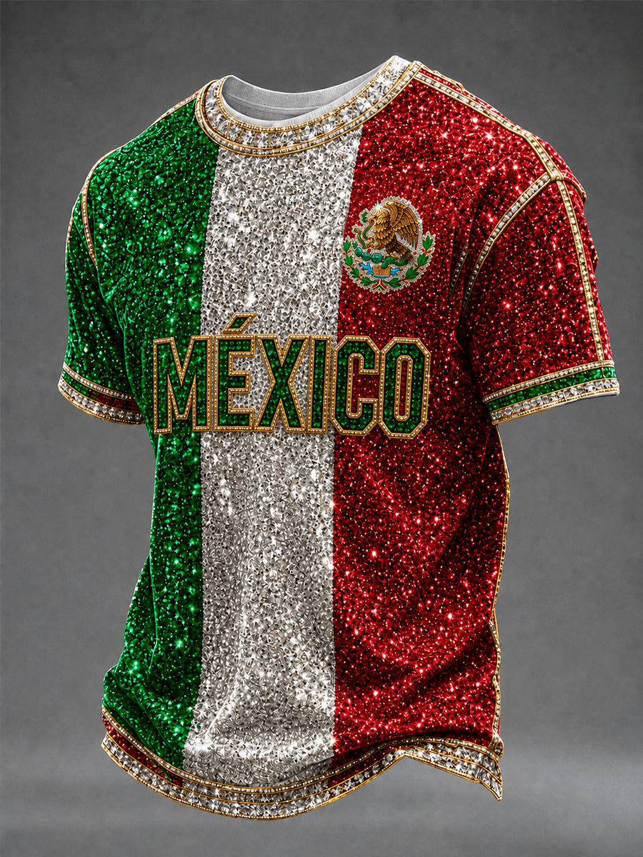 Camiseta de manga corta con cuello redondo para hombre, diseño de amante mexicano