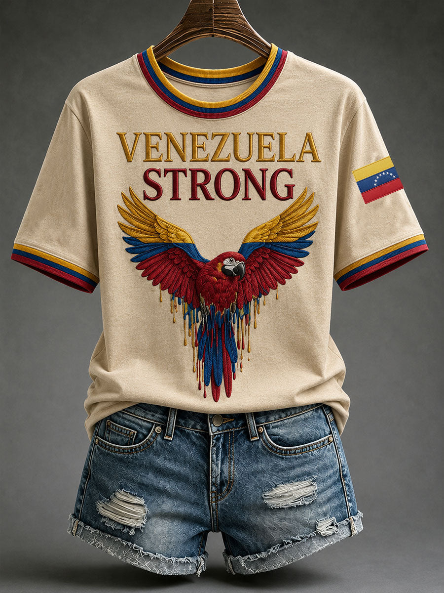 Camiseta de manga corta Venezuela Strong para mujer