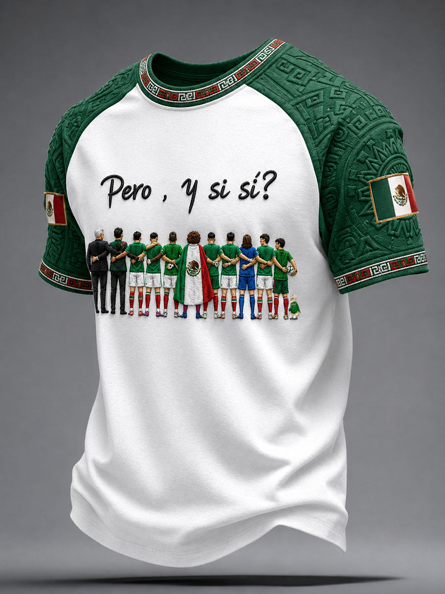 Camiseta estampada para hombres Día de la Independencia con diseño mexicano Yaotl Mictlan ¿Y si sí?