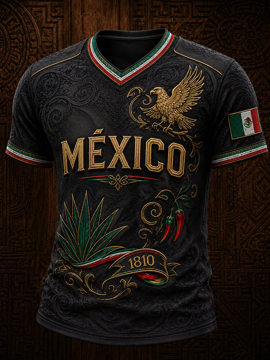 Camiseta casual de manga corta con estampado del Día de la Independencia de México para hombre