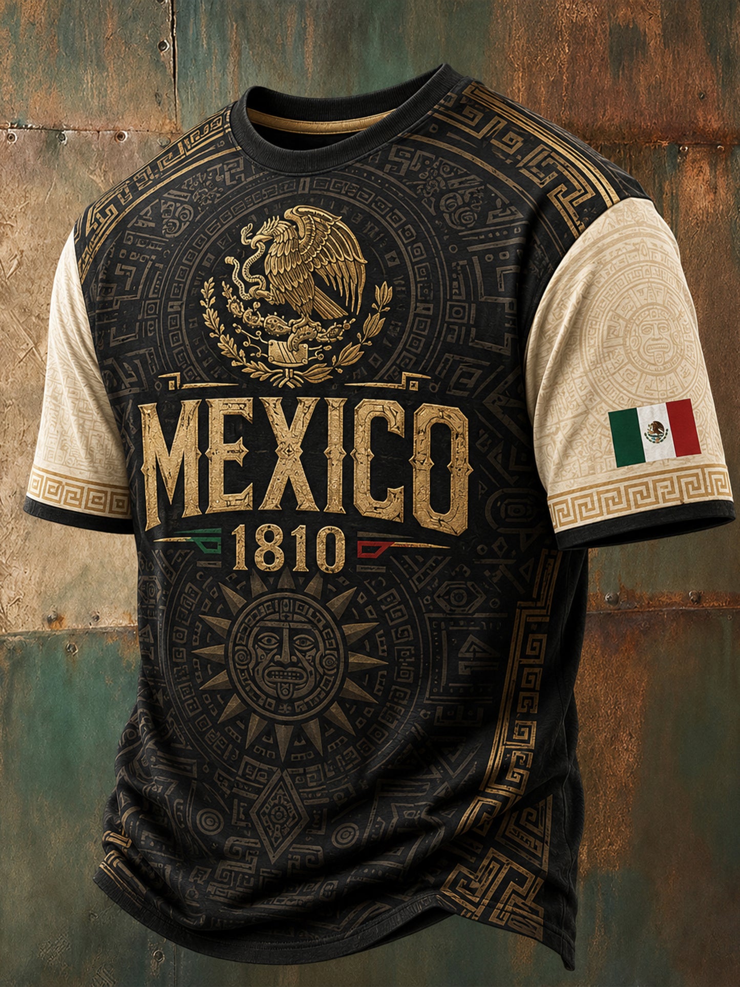 Camiseta con estampado artístico conmemorativo del Día de la Independencia de México para hombre