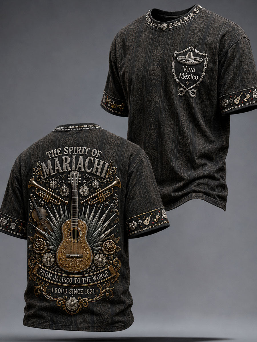 Camiseta estampada con diseño mexicano para amantes de la música mariachi masculina