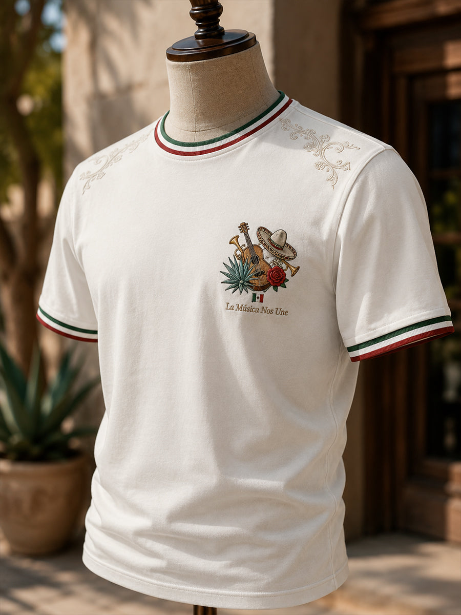 Camiseta con estampado artístico para hombre, inspirada en el espíritu mariachi del Día de la Independencia de México