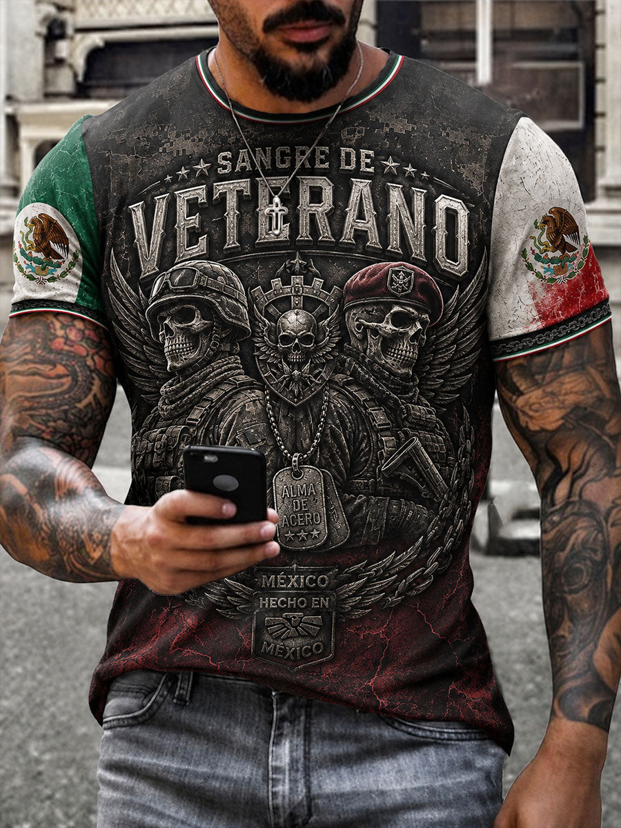 Camiseta estampada Orgullo de México para hombres veteranos