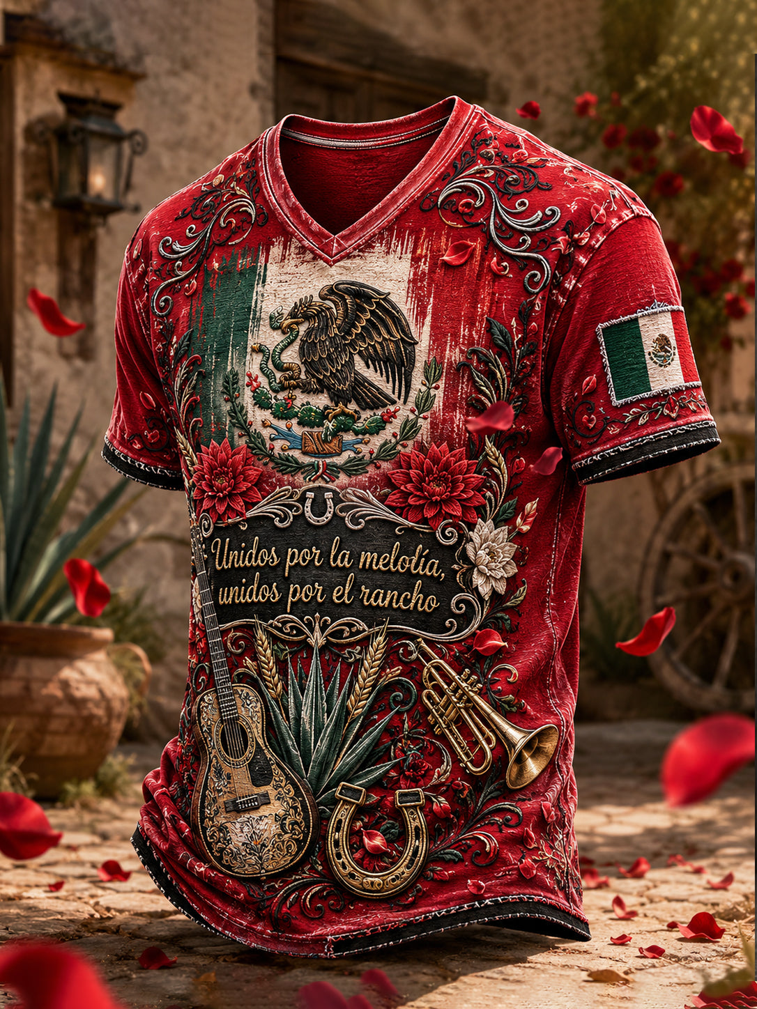 Camiseta masculina con estampado gráfico conmemorativo del Día de la Independencia de México