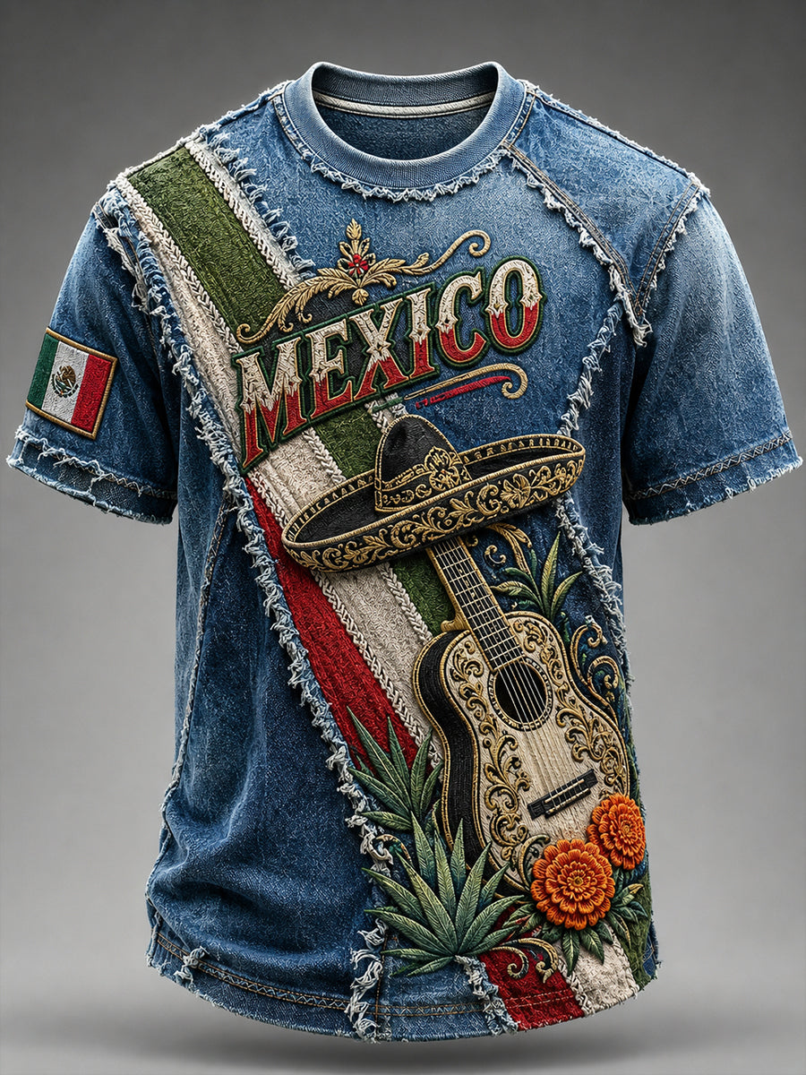 Camiseta con estampado artístico conmemorativo del Día de la Independencia de México para hombre