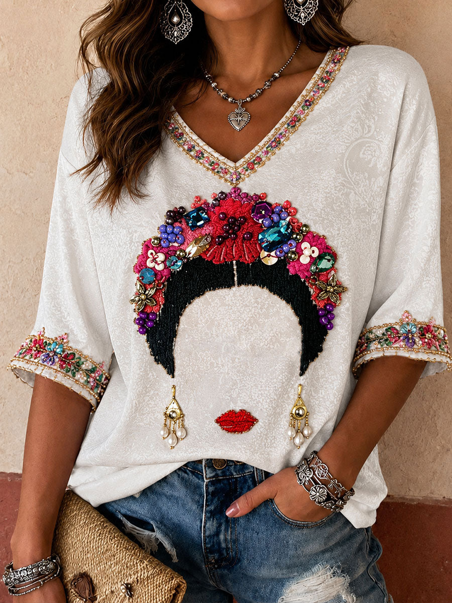 Camiseta estampada México Floral Art para mujer