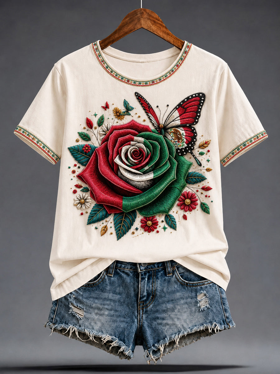 Camiseta estampada México Independence Day Art para mujer