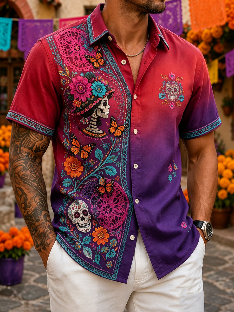 Día mexicano de los hombres del festival muerto-camiseta temática de la impresión del arte