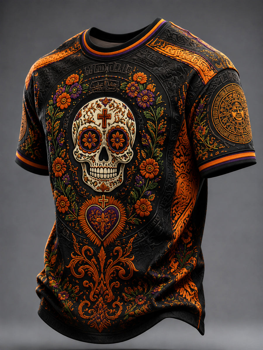 Camiseta Día del vintage del cráneo muerto del azúcar