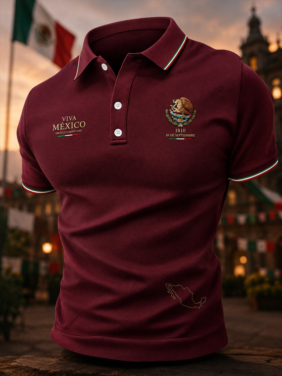 Polo de manga corta para hombre con estampado conmemorativo del Día de la Independencia
