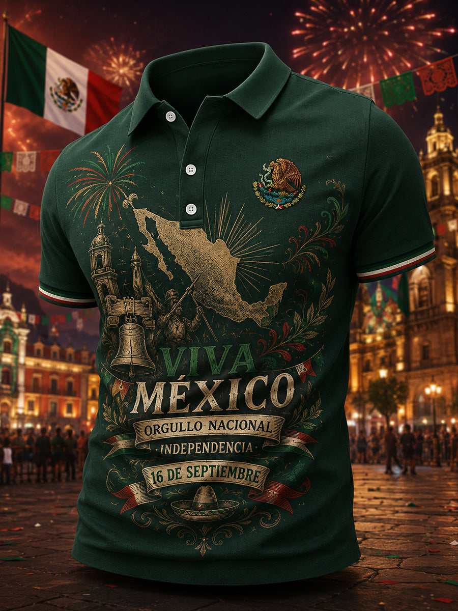 Camisa polo de manga corta para hombre con estampado conmemorativo del Día de la Independencia
