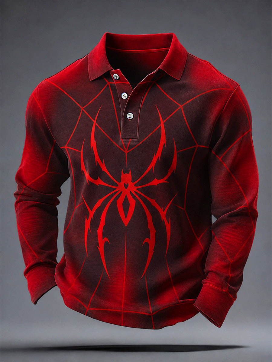 Hombre Polo Casual Estampado Araña