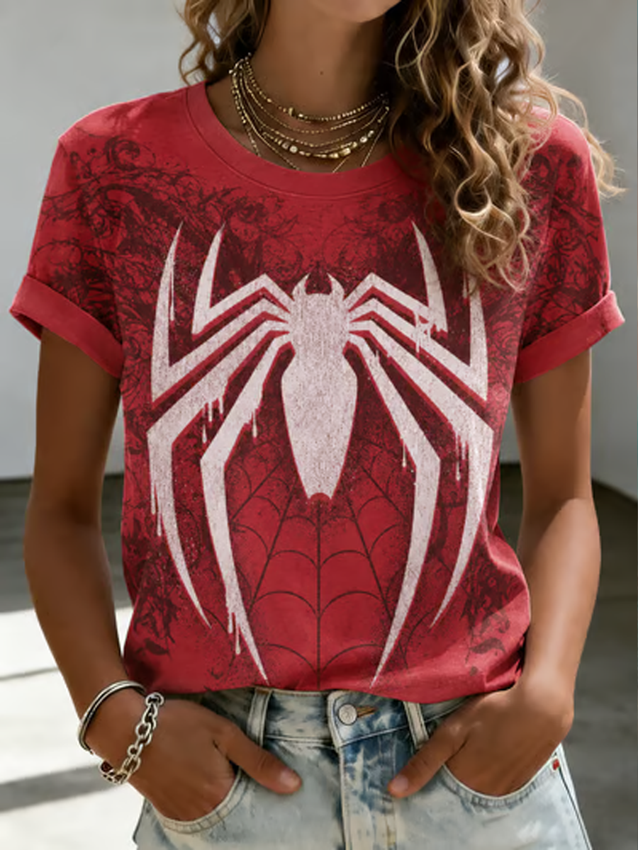 Camiseta de manga corta de Mujer con diseño de películas de Spider-Man