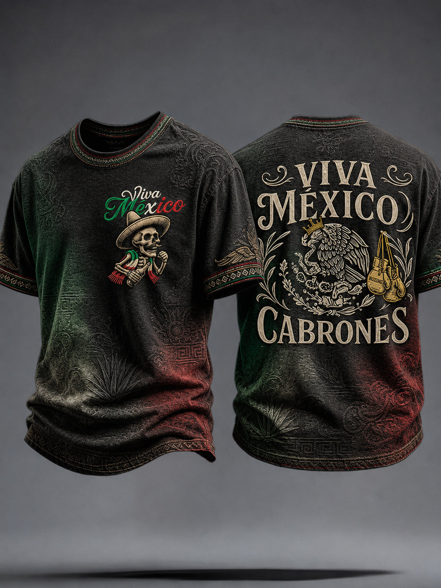 Camiseta estampada con diseño del Día de la Independencia de México para hombre