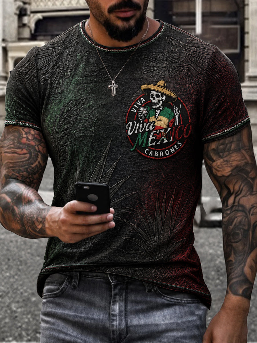 Camiseta estampada con diseño del Día de la Independencia de México para hombre