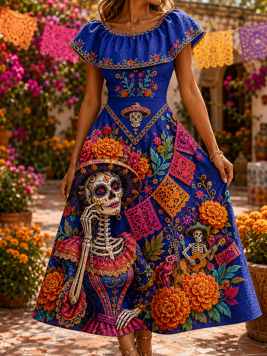 Vestido de Día de Muertos mexicano para mujer