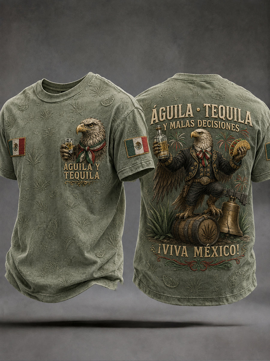 Camiseta estampada con diseño del Día de la Independencia de México para hombre