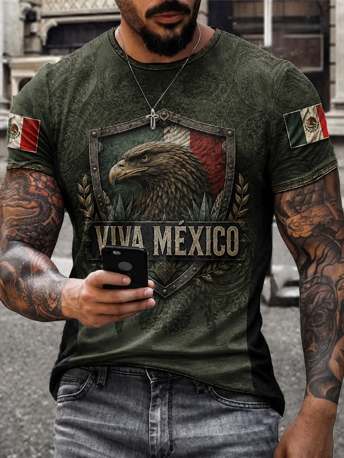 Camiseta estampada con diseño del Día de la Independencia de México para hombre