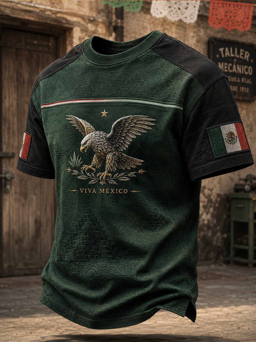 Camiseta estampada con diseño artístico sobre la Independencia de México para hombre