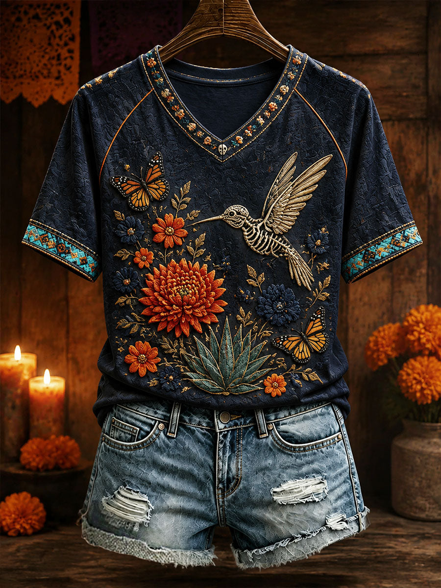 Día de México de las mujeres del arte floral muerto impreso camiseta