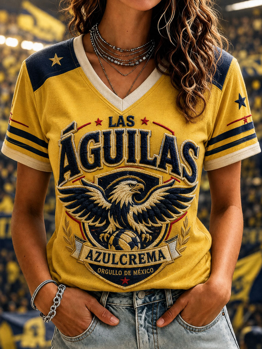Camiseta casual estampada del equipo de fútbol femenino de América